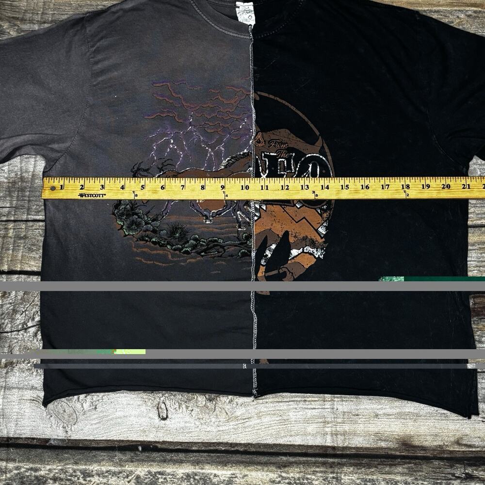 American Highway Western Lightning Sky Rodeo Split Cropped T Shirt Womens XL - Picture 4 of 6